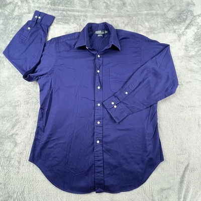 Camisa Polo Ralph Lauren De Colección Para Hombres 17 34/35 Azul Vestido Andrew 100% Algodón Años 90 Foto 1 de 4