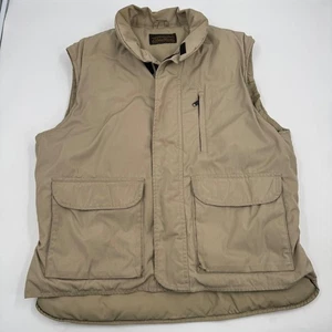 Vintage Eddie Bauer Goose Down Vest Mens Khaki Sleeveless Puffer Outdoor Pockets - Picture 1 of 14