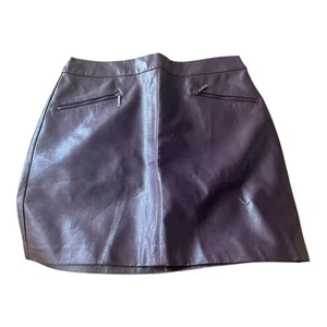 Oasis Burgundy Faux Leather Mini Skirt - Size12 RRP36£ - Picture 1 of 9