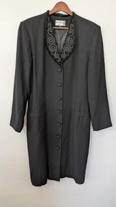Abito Kasper vintage anni 90 cappotto lungo formale spolverino perline elegante retrò taglia 12 - Foto 1 di 8