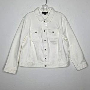 Talbots neu mit Etikett Trucker Jeansjacke Damen Petite 2XP weiß klassisch lässig Stretch  - Bild 1 von 6