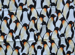 3.5 yards Daisy Kingdom flannel PENGUIN fabric 42" wide - Picture 1 of 2