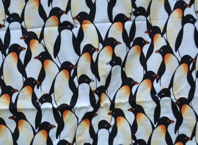 3.5 yards Daisy Kingdom flannel PENGUIN fabric 42" wide - Image 1 of 2