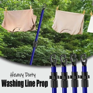 4 x Heavy Duty Washing Line Prop Telescopic Extendable 2.4M Outdoor Laundry Pole - Picture 1 of 5