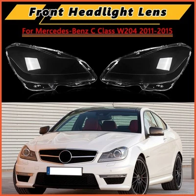 Pair Headlight Lens Cover Shell For Mercedes Benz C Class W204 C250 2011-2015 - Изображение 1 из 4