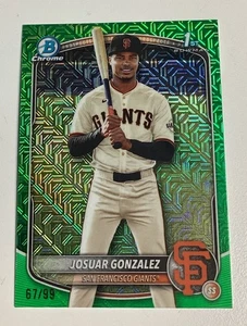 2025 Bowman Chrome Mega Box JOSUAR GONZALEZ Green Mojo Refractor 1st Card Giants - Picture 1 of 2