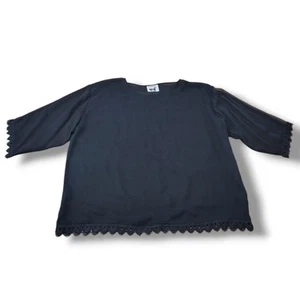Top Harari vintage taglia unica camicetta donna 100% seta bordo pizzo trasparente - Foto 1 di 7