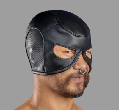 Cuero de Vaca Genuino Media Capucha Privación Sensorial Cara Capucha Disfraz Recreación Foto 1 de 3