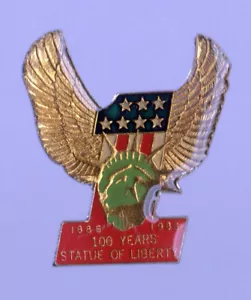 Vintage Emaille Pin 70er 80er NYC Freiheitsstatue #1 100 Jahre Jubiläum - Bild 1 von 1