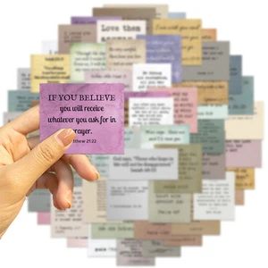 Bible Verse Pattern Sticker, 50pcs/set Retro Waterproof Sticker, Easy To Peel - Picture 1 of 5