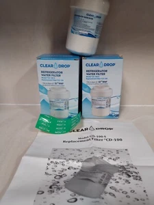 Confezione Due Filtri Acqua Frigorifero Ricambio CD-100-S GE-MWF ClearDrop CD100 - Foto 1 di 2