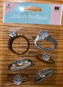 RARE 3D Jolees Wedding Rings Gold Diamond Proposal Engagement Scrapbook Stickers - Picture 1 of 3