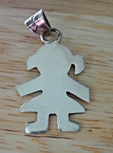 Sterling Silber 31x20mm 4 Gramm gravierbar Mädchen Körper Silhouette Charm mit Ballen - Bild 1 von 8