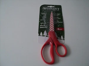 Westcott Holidazed 8 inch Holiday Christmas Scissors Red Zigzag strip New - Picture 1 of 2