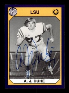 AJ DUHE SIGNED 1990 COLLEGIATE COLLECTION LSU TIGERS #28 AUTO - AUTOGRAPH