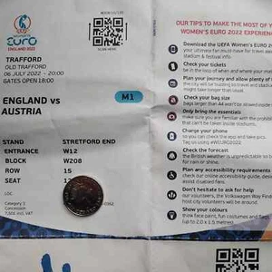 E-TICKET UEFA Women's Euro 6/7/2022 England vs Austria # 120 - Picture 1 of 1
