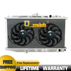 2 Row Aluminum Radiator+Fan For 1988-1991 Honda CRX/Civic MT 1.5 EC ED EE EF D16 - Picture 1 of 9
