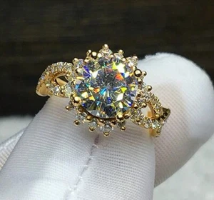 14k Gold Plated Twisted Cubic Zirconia Surrounded By Accents Ring Size 8 🎁 - Picture 1 of 6