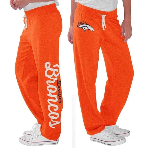 Denver Broncos Joggers Womens Large NFL Team Football Mascot Sweatpant Orange Cover