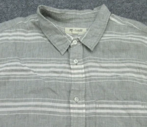 Madewell Hemd Herren XL grün gestreift Leinen Kurzarm Knopfleiste Erwachsene XL - Bild 1 von 11