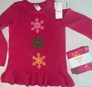 Neu mit Etikett Mädchen 3-4 Gymboree CHEERY ALL THE WAY Baumwolle PINK Schneeflocke Pullover Leggings - Bild 1 von 1
