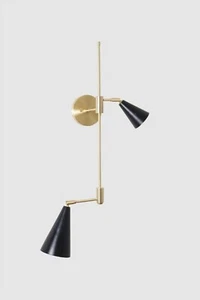 2 Shade Adjustable Wall Sconce - Handmade Brass Italian Sconce - Picture 1 of 5