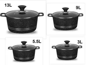 Marble Coated Non Stick Induction Casserole Cooking Pot with Glass Lid - Picture 1 of 7