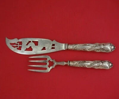 Juego de servir pescado victoriano inglés plateado 2 piezas HH con pez delfín perforado Foto 1 de 2