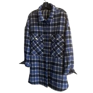 New Shaket Soft Navy Blue Plaid Flannel Long Sleeve Button Up Size 2X - Picture 1 of 12