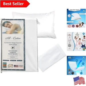 Breathable 300TC Standard Pillow Protector Set - Noiseless Zippered Cover 4-Pack - Picture 1 of 9