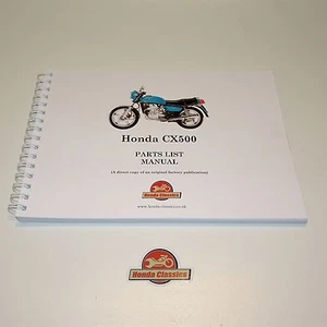 Honda CX500 Parts List Book Manual 1970s, Reproduction. HPL017 - Picture 1 of 8