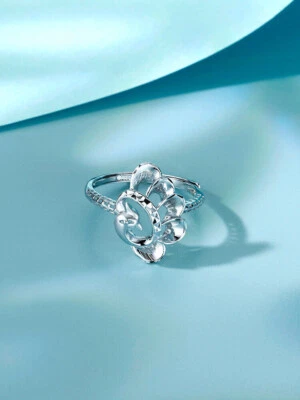 Fine Pt950 Real Platinum 950 Ring For Women Big Peacock Ring US Size 6-8 - Image 1 of 3