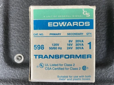 Edwards Signaling No. 598 120V 8/16/24V 30W Transformer - Image 1 of 3