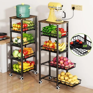 Fruit Vegetable Storage Basket for Kitchen, 5 Tier Large Pull-Out Metal Wire Bas - Picture 1 of 7