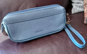 Vintage Rolfs blau Leder Damen Handgelenktasche Clutch Kosmetik Brille Sonnenbrillenetui - Bild 1 von 7