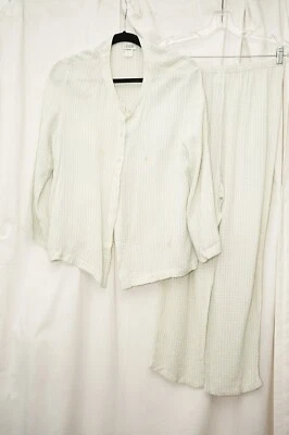 Eileen Fisher Mujer Vintage 2 Piezas Traje Pantalones Camisa Grande L Verde Rayón Cuadros Foto 1 de 4