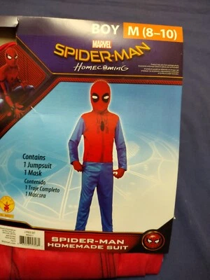 NWT Spider-Man Costume 2pc Set Boy M 8 - 10 Jumpsuit Mask Halloween Marvel New - Image 1 of 4