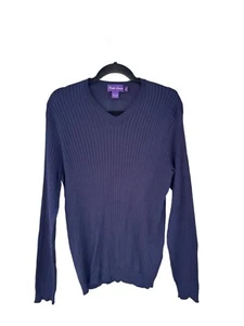 Ralph Lauren Purple Label 100% Silk Sweater Size M Blue Long Sleeve Preppy Knit - Picture 1 of 11