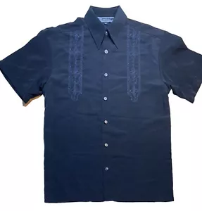Camisa con botones Daniali EE. UU. para hombre pequeña negra retro microfibra NUEVA - Imagen 1 de 7