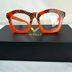 *BRAND NEW* Vontelle African Kente Orange Eyeglass Frames Retro/Vintage-inspired - Picture 1 of 9