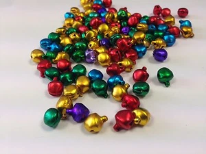 100 x Assorted Metal Iron Christmas Jingle Bells Beads Pendants Craft 8 x 6mm - Picture 1 of 1