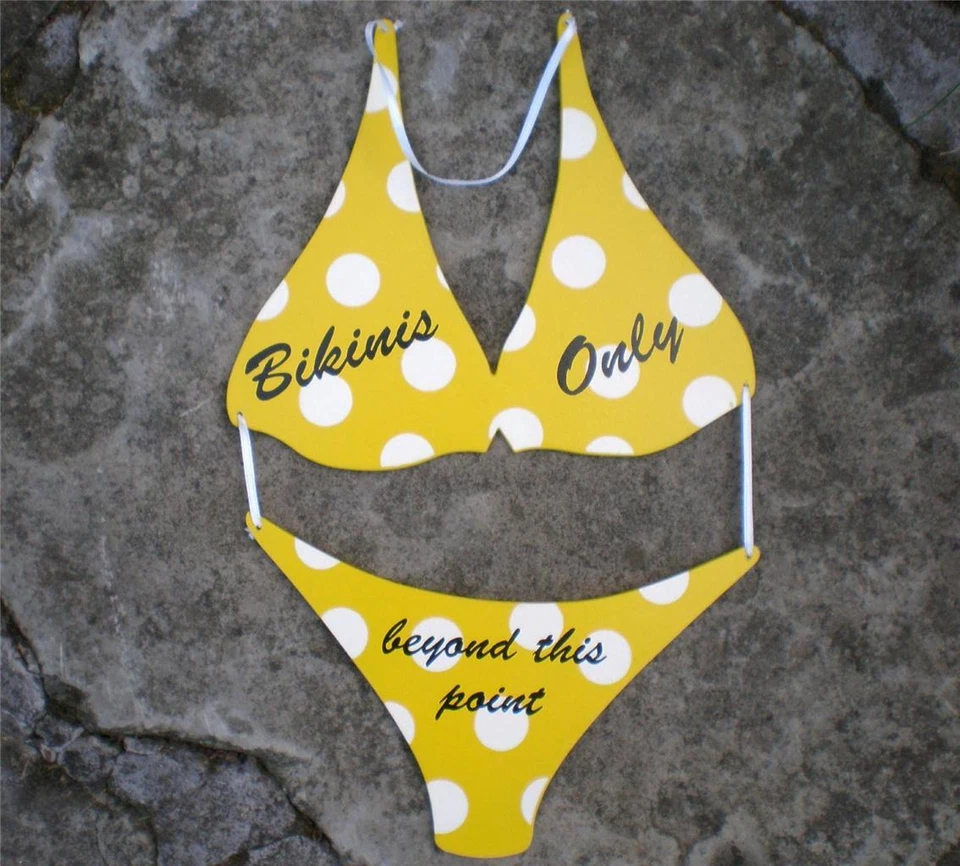 SOLO BIKINIS Letrero de Madera Playa Mar Tiki Bar Piscina Tropical Paraíso Decoración del Hogar Foto 1 de 4