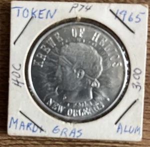 Mardi Gas Medaille Aluminium Krewe von Helios New Orleans 1965 Dampfschiff - Bild 1 von 4