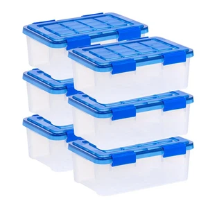 IRIS USA 16 Qt WeatherPro Clear Plastic Storage Box with Gasket Lid, 6-Pack - Picture 1 of 5