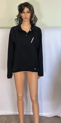 Nike Dri-fit Mujer’s 1/4 Cremallera Chaqueta Negro/Blanco Cremallera Bolsillo Talla Pequeña Foto 1 de 4