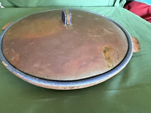 Eugene White Large Cobalt Pottery Bowl With Copper Lid 16” dia. Round - Picture 1 of 8
