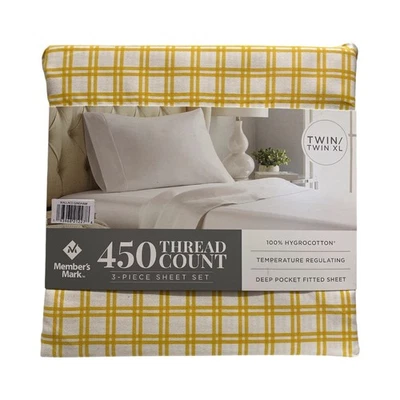 Member's Mark 450 Thread Count 3-Piece Twin/Twin XL Sheet Set (Wallace Gingham) - Image 1 of 2