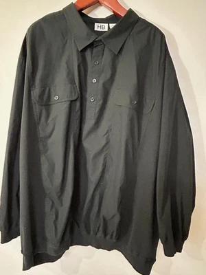 Harbor Bay Hybrid Pullover Shirt Men 5XLT Black Long Sleeve Dadcore Old Money - Image 1 of 4