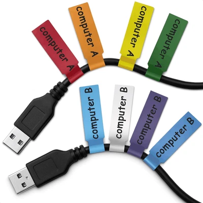 CARPHONE WAREHOUSE 240 PCS Cable Labels Tags for Cable Management – 8 Bright Colors Self Adhesive