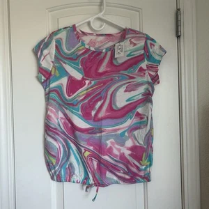 Children’s Place Neon Berry Girls Short Sleeve With Tie Bottom NWT - Size 14/16 - Picture 1 of 6